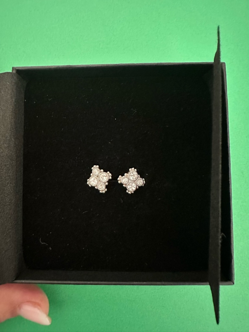 Judith Ripka Silver Floral Cluster Stud Earrings